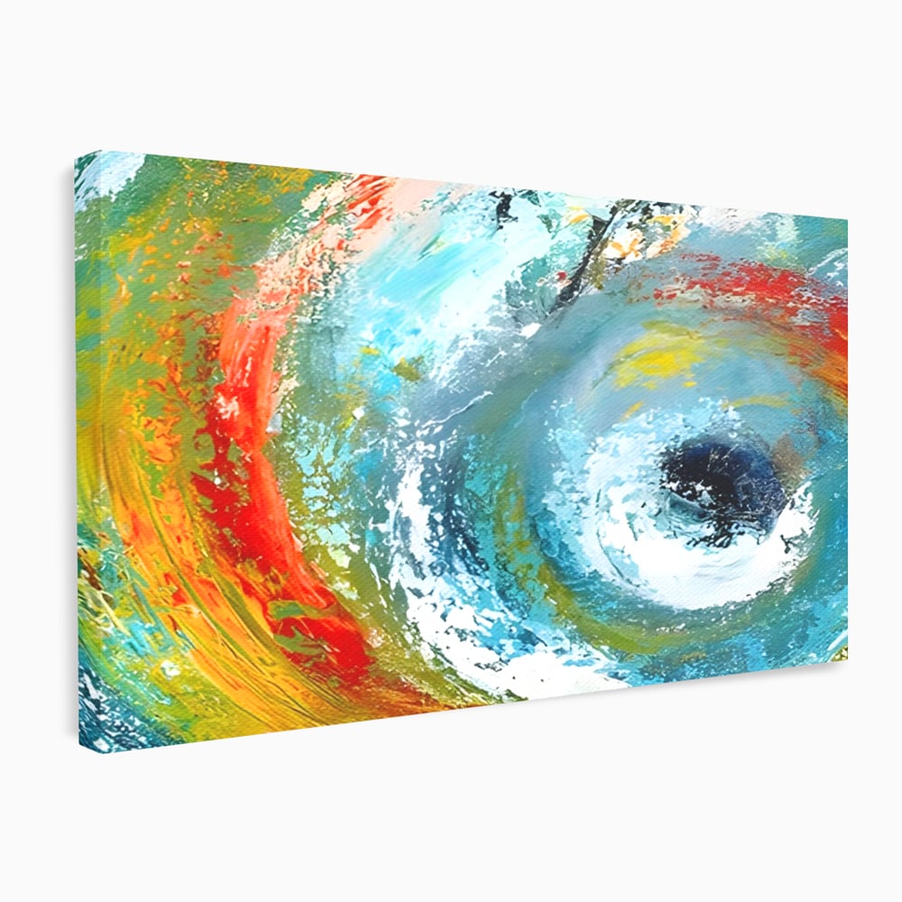 Tablou canvas cu pictura abstracta cu vartej de culori, fara rama, pe sasiu de lemn